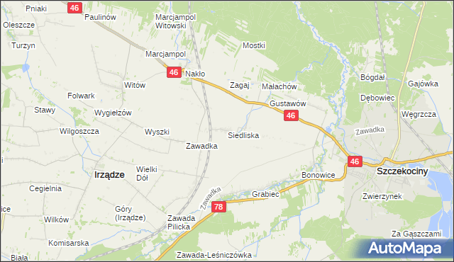 mapa Siedliska gmina Szczekociny, Siedliska gmina Szczekociny na mapie Targeo