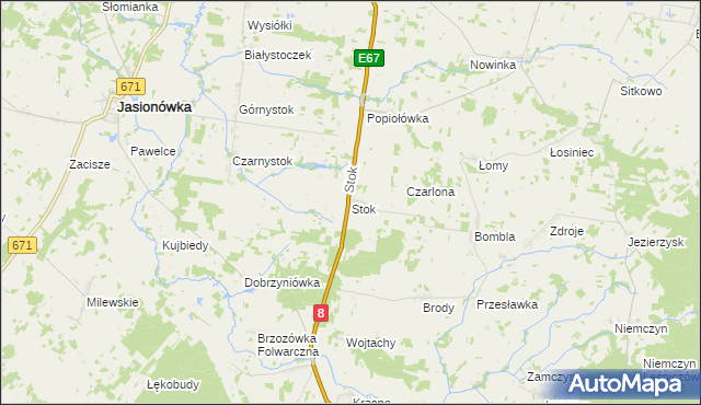 mapa Stok gmina Korycin, Stok gmina Korycin na mapie Targeo