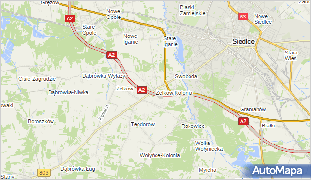 mapa Żelków-Kolonia, Żelków-Kolonia na mapie Targeo