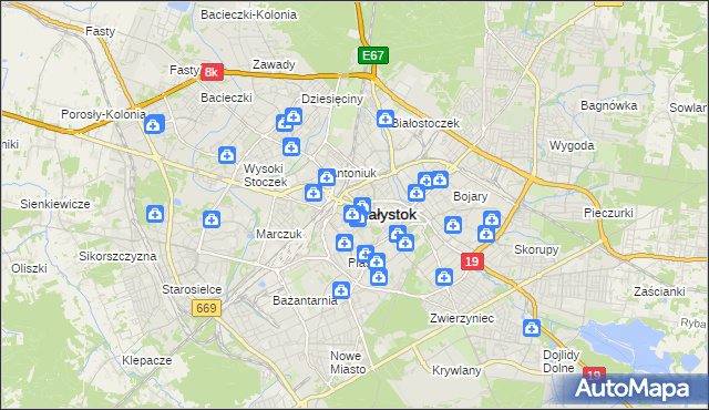 mapa Białegostoku, Białystok na mapie Targeo