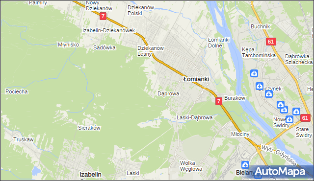 mapa Dąbrowa gmina Łomianki, Dąbrowa gmina Łomianki na mapie Targeo