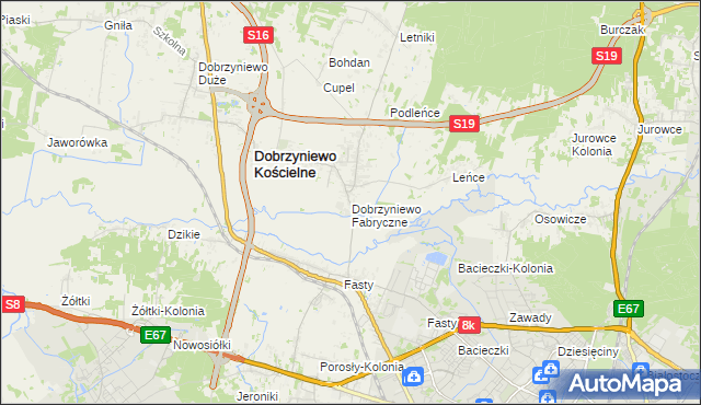 mapa Dobrzyniewo Fabryczne, Dobrzyniewo Fabryczne na mapie Targeo