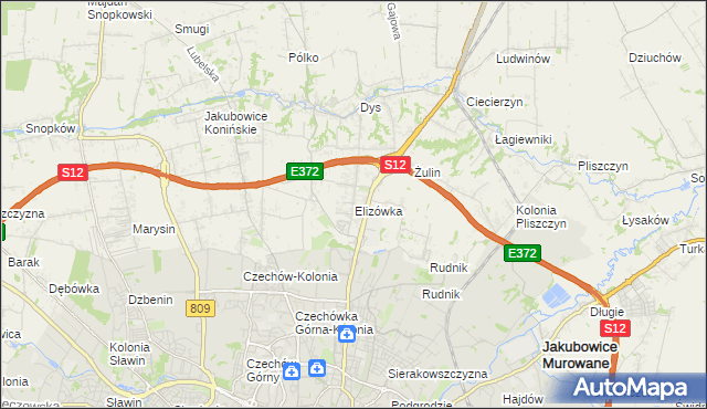 mapa Elizówka gmina Niemce, Elizówka gmina Niemce na mapie Targeo