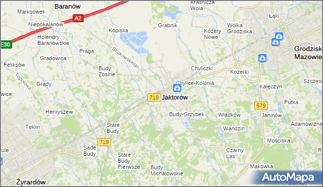 mapa Jaktorów, Jaktorów na mapie Targeo