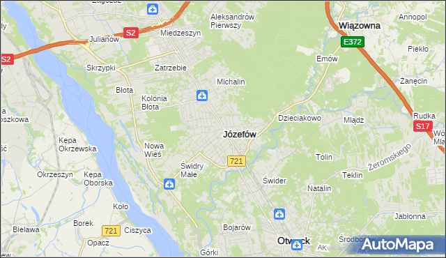 mapa Józefów powiat otwocki, Józefów powiat otwocki na mapie Targeo