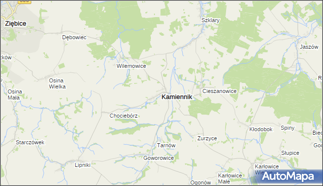 mapa Kamiennik powiat nyski, Kamiennik powiat nyski na mapie Targeo