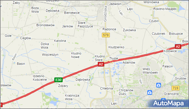 mapa Kłudno Stare, Kłudno Stare na mapie Targeo