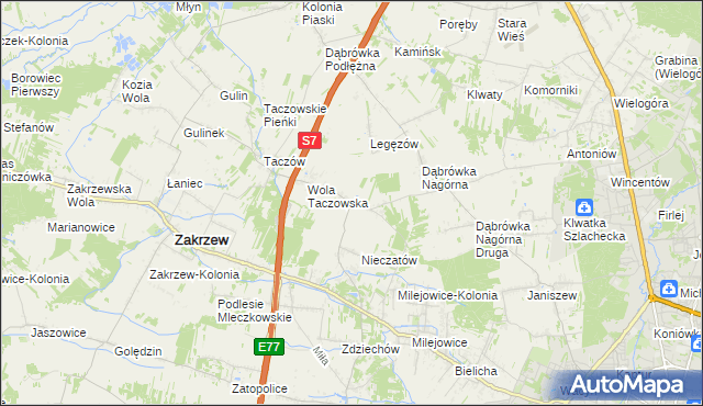 mapa Kozinki, Kozinki na mapie Targeo