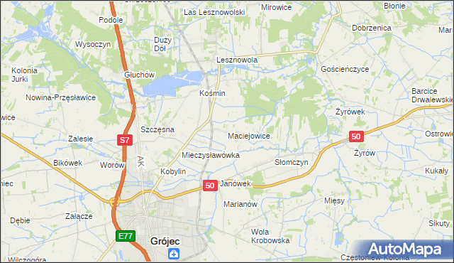 mapa Maciejowice gmina Grójec, Maciejowice gmina Grójec na mapie Targeo