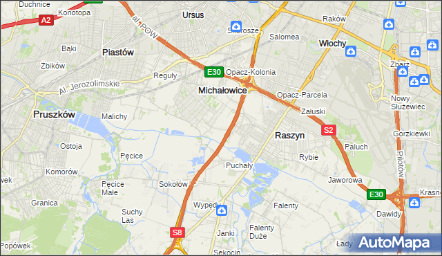 mapa Michałowice-Wieś, Michałowice-Wieś na mapie Targeo