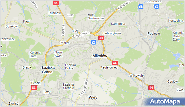 mapa Mikołów, Mikołów na mapie Targeo