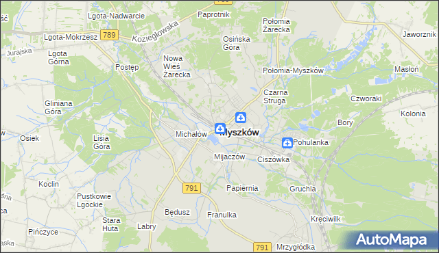 mapa Myszków, Myszków na mapie Targeo