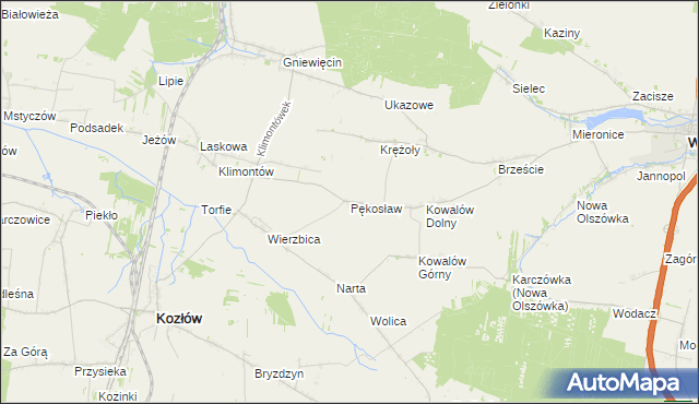 mapa Pękosław, Pękosław na mapie Targeo