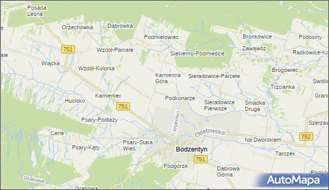 mapa Podkonarze, Podkonarze na mapie Targeo