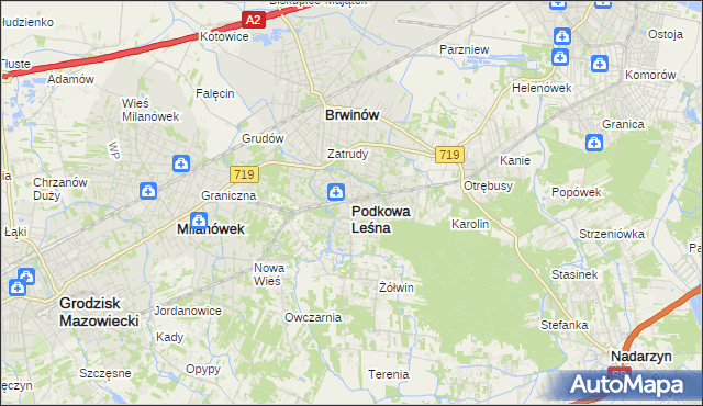 mapa Podkowa Leśna, Podkowa Leśna na mapie Targeo