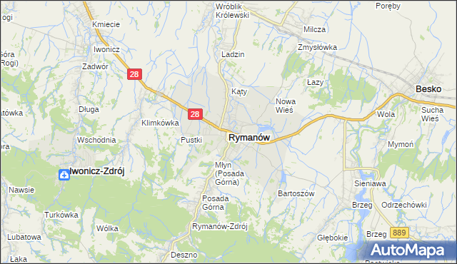 mapa Rymanów, Rymanów na mapie Targeo