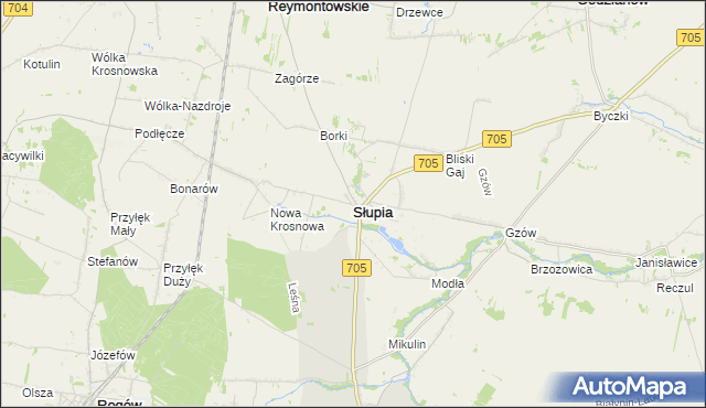 mapa Słupia powiat skierniewicki, Słupia powiat skierniewicki na mapie Targeo