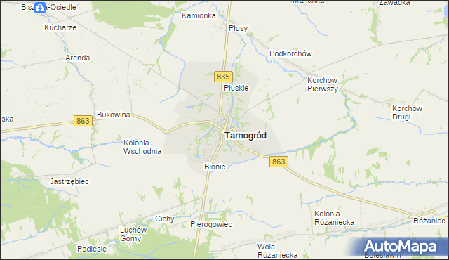 mapa Tarnogród, Tarnogród na mapie Targeo