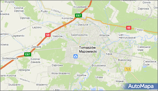 mapa Tomaszów Mazowiecki, Tomaszów Mazowiecki na mapie Targeo