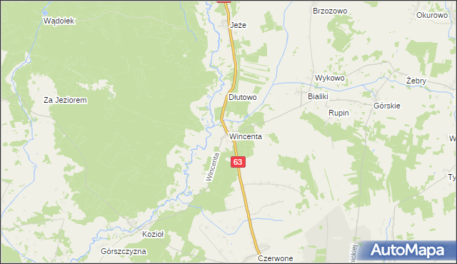 mapa Wincenta, Wincenta na mapie Targeo