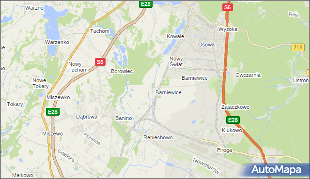 mapa Barniewice, Barniewice na mapie Targeo