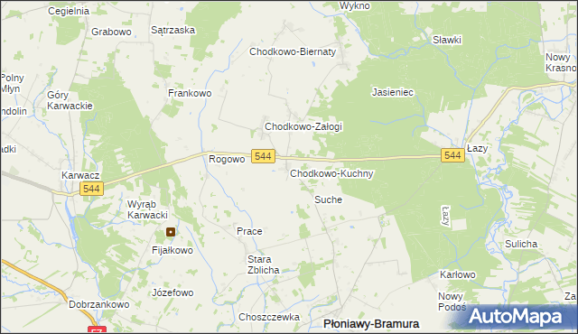 mapa Chodkowo-Kuchny, Chodkowo-Kuchny na mapie Targeo