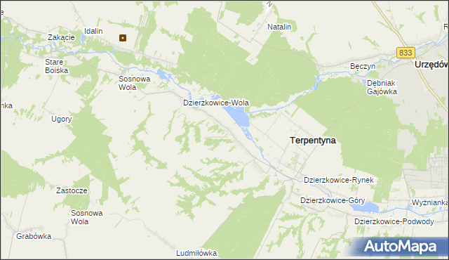 mapa Dzierzkowice-Zastawie, Dzierzkowice-Zastawie na mapie Targeo