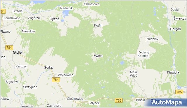 mapa Ewina gmina Żytno, Ewina gmina Żytno na mapie Targeo