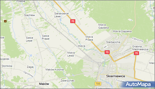 mapa Mokra gmina Skierniewice, Mokra gmina Skierniewice na mapie Targeo