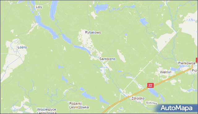 mapa Santoczno, Santoczno na mapie Targeo