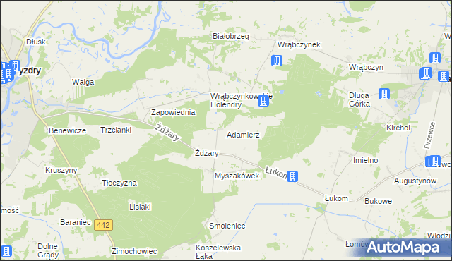 mapa Adamierz gmina Zagórów, Adamierz gmina Zagórów na mapie Targeo