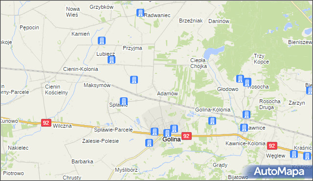 mapa Adamów gmina Golina, Adamów gmina Golina na mapie Targeo