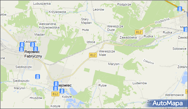 mapa Adamów gmina Rejowiec, Adamów gmina Rejowiec na mapie Targeo