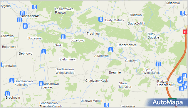 mapa Adamowo gmina Strzegowo, Adamowo gmina Strzegowo na mapie Targeo