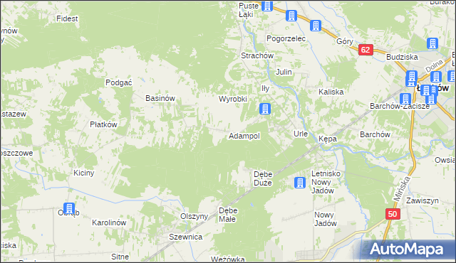 mapa Adampol gmina Jadów, Adampol gmina Jadów na mapie Targeo