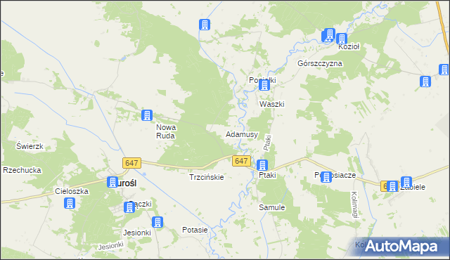 mapa Adamusy, Adamusy na mapie Targeo