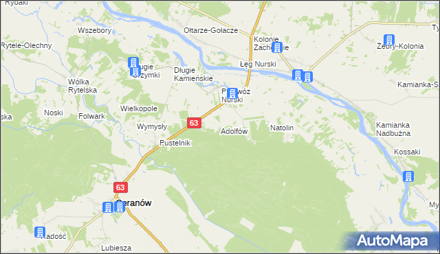 mapa Adolfów gmina Ceranów, Adolfów gmina Ceranów na mapie Targeo