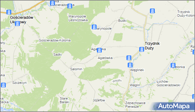 mapa Agatówka gmina Trzydnik Duży, Agatówka gmina Trzydnik Duży na mapie Targeo