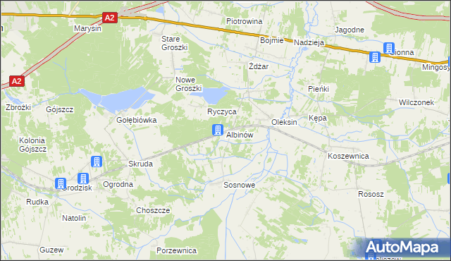 mapa Albinów gmina Kotuń, Albinów gmina Kotuń na mapie Targeo