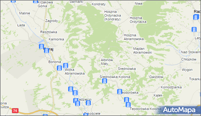 mapa Albinów Mały, Albinów Mały na mapie Targeo