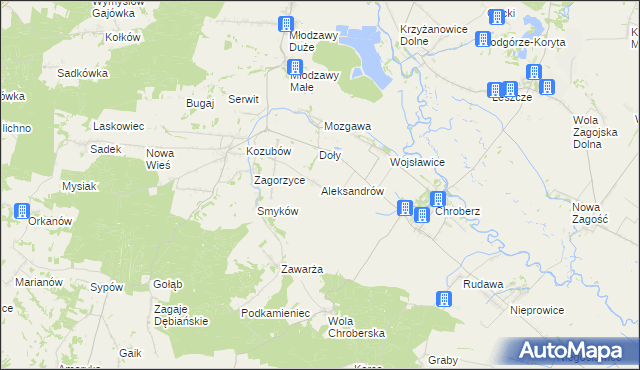 mapa Aleksandrów gmina Pińczów, Aleksandrów gmina Pińczów na mapie Targeo