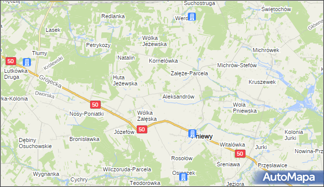 mapa Aleksandrów gmina Pniewy, Aleksandrów gmina Pniewy na mapie Targeo