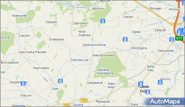 mapa Aleksandrówka gmina Belsk Duży, Aleksandrówka gmina Belsk Duży na mapie Targeo