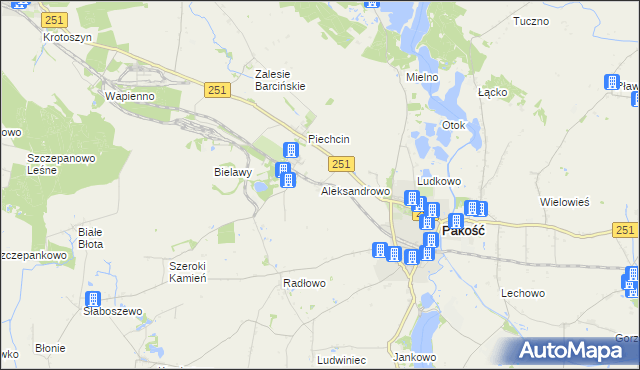 mapa Aleksandrowo gmina Barcin, Aleksandrowo gmina Barcin na mapie Targeo