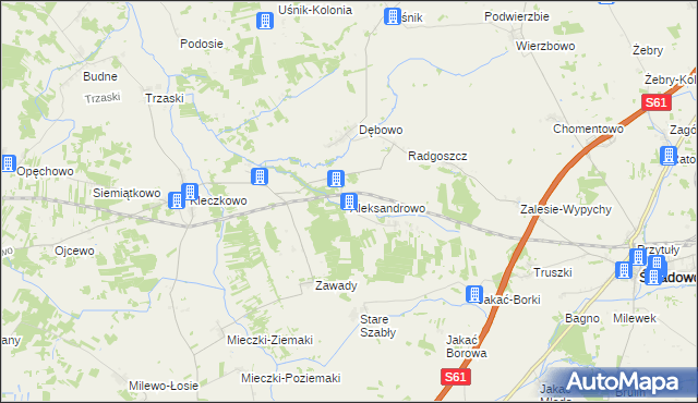 mapa Aleksandrowo gmina Troszyn, Aleksandrowo gmina Troszyn na mapie Targeo