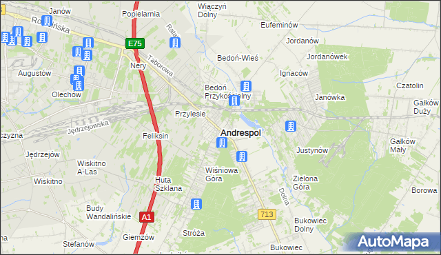 mapa Andrespol, Andrespol na mapie Targeo
