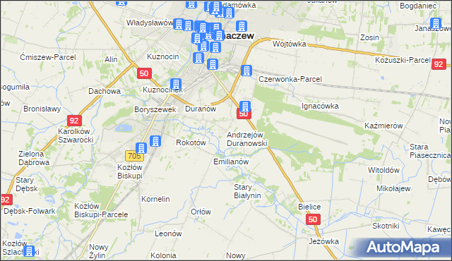 mapa Andrzejów Duranowski, Andrzejów Duranowski na mapie Targeo