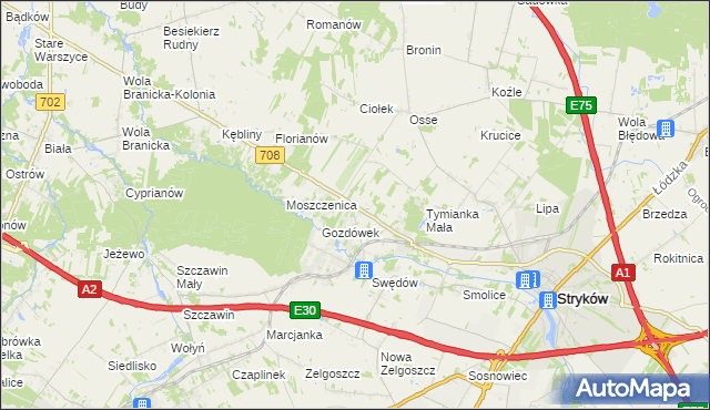 mapa Anielin Swędowski, Anielin Swędowski na mapie Targeo