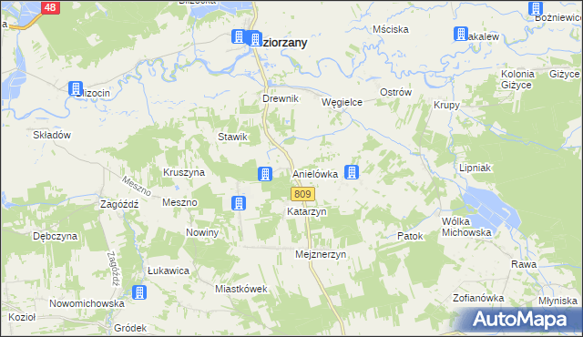 mapa Anielówka gmina Michów, Anielówka gmina Michów na mapie Targeo