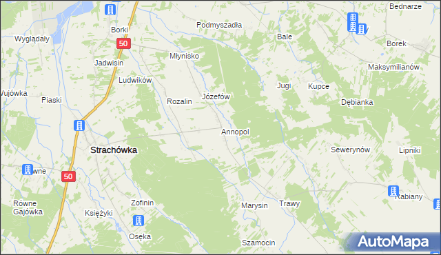 mapa Annopol gmina Strachówka, Annopol gmina Strachówka na mapie Targeo